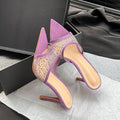 Yx open-toe pointed-toe mesh rhinestone sexy thong sandals women's 2026 summer outdoor elegant stiletto high heel sandals