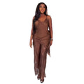 European and american cross-border women's fashion  summer new sexy elegant lace patchwork camisole top and high-waisted pants set