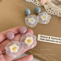Luxury transparent floral earrings for women - unique, slimming, and statement-making round face earrings - fresh summer studs