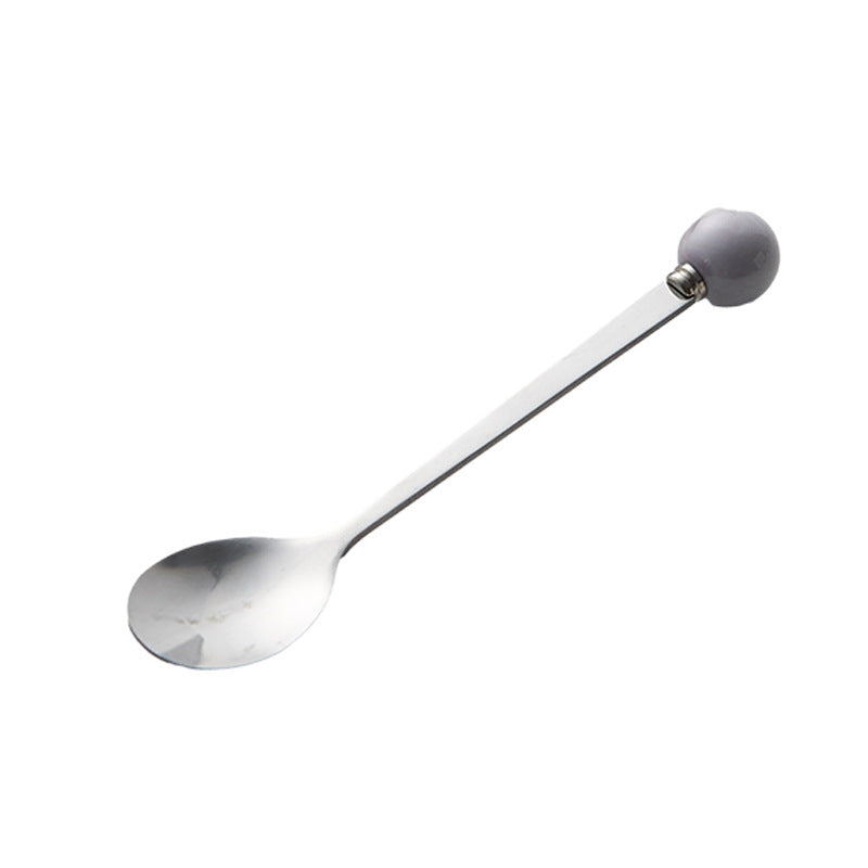 Accessible luxury ceramic ball fruit fork for home stainless steel spoon multi-purpose dessert spoon good-looking glazed pastry fork