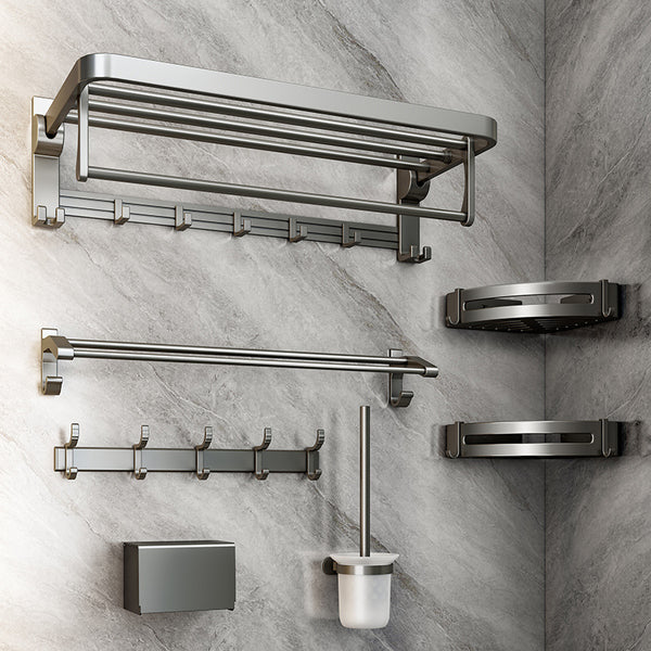 Bathroom towel rack, toilet non-punching bath towel rack, bathroom toilet wall-mounted space aluminum storage rod