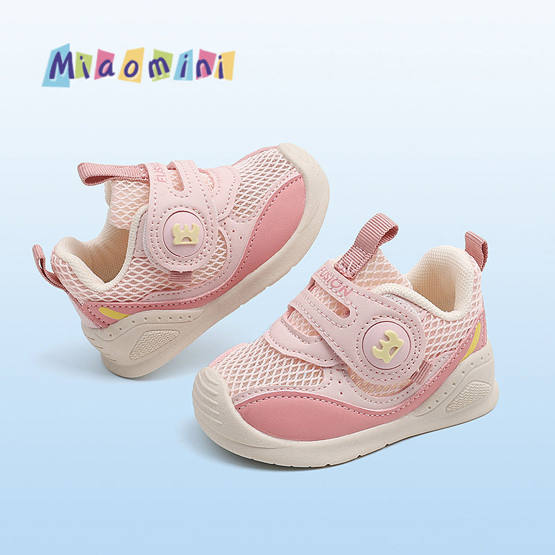 Spring/summer single mesh breathable baby first walker shoes, kids' casual shoes, velcro closure functional shoes, soft sole non-slip, ages 1-3