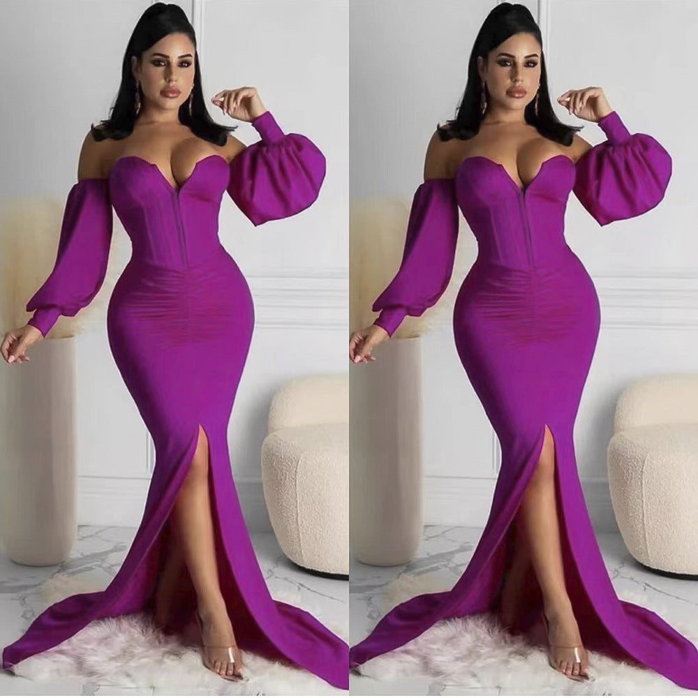 African women's corset bodycon floor-length sexy party dress evening gown - cross-border supply * includes clear straps