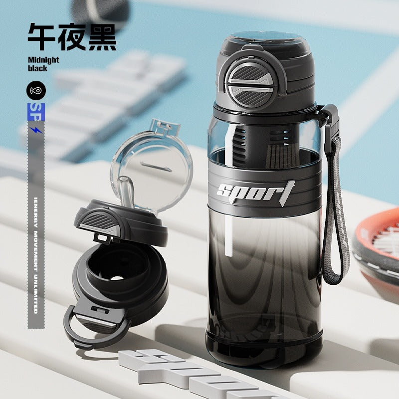 New arrival large capacity fitness sports water cup double drink high appearance outdoor water kettle high temperature resistant student plastic cup wholesale