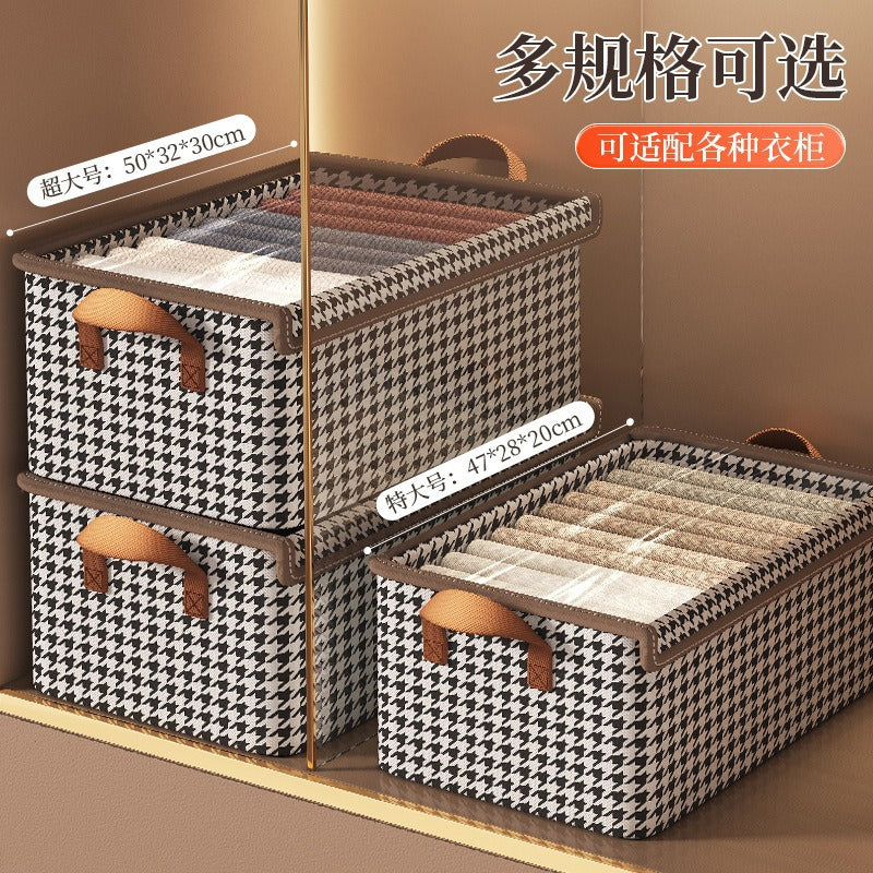 Qiandongge steel frame household storage box clothing with lid foldable wardrobe storage box sorting clothes clothes pants