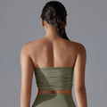 New women's one-piece bandeau sports bra - ruched, anti-exposure, seamless, perfect for running, fitness, and yoga