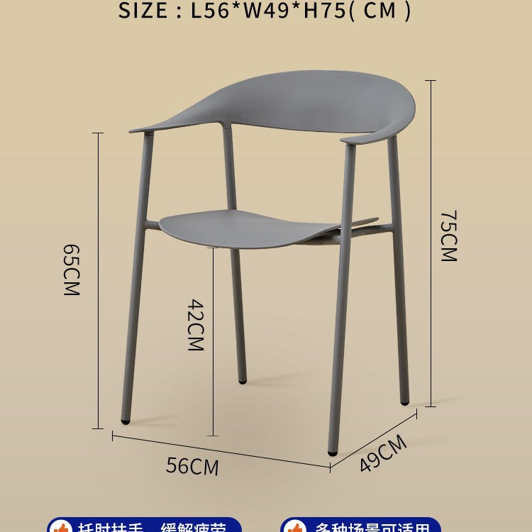 Dining chair - minimalist modern stackable backrest chair for home, nordic iron art armchair, cafe & bubble tea shop chair