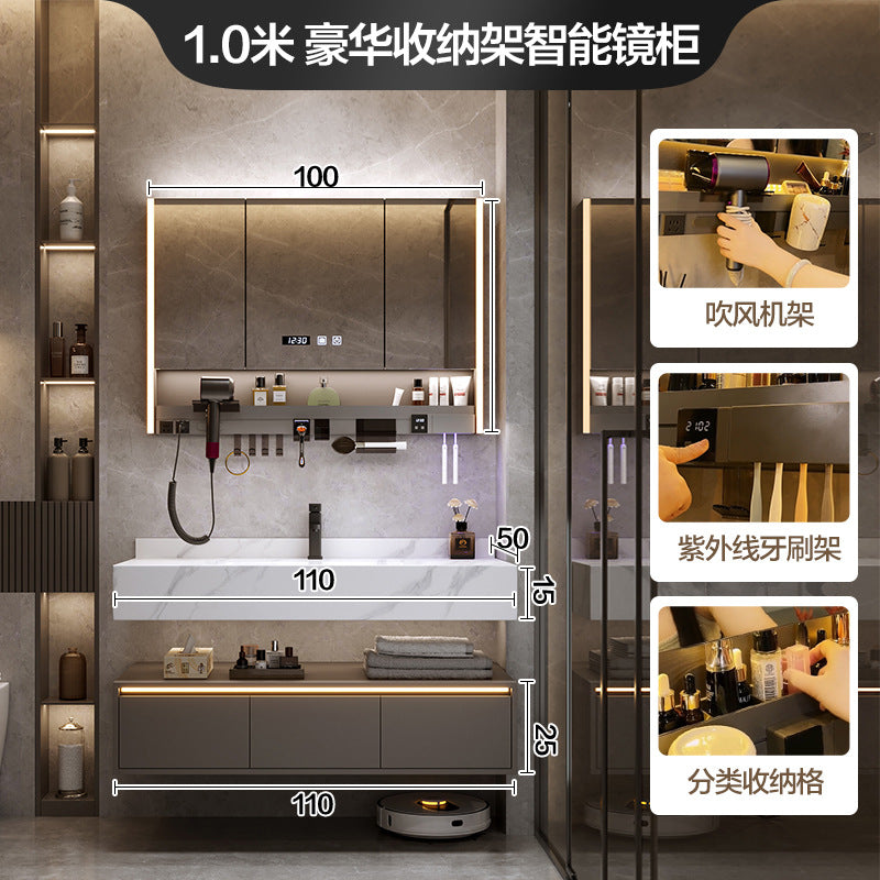 [Spot] Multifunctional storage rack, rock slab hot bending integrated basin, bathroom, washstand, face wash, bathroom cabinet combination