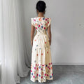 puff sleeve floral print cinched waist flared skirt romantic elegant everyday dress
