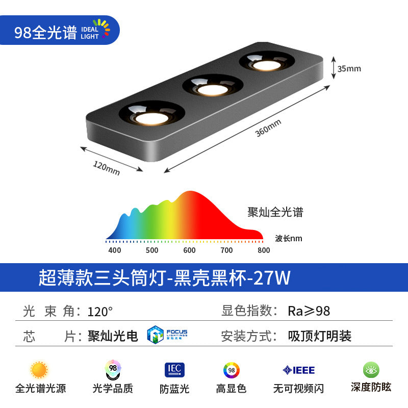 Ultra-thin surface-mounted single-head, double-head, three-head, no ceiling, no main light, casual living room, bedroom, ceiling-mounted anti-glare downlight