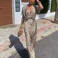 cross-border e-commerce women's fashion: european and american summer new arrivals - stylish bodycon printed twist knot sexy v-neck dress