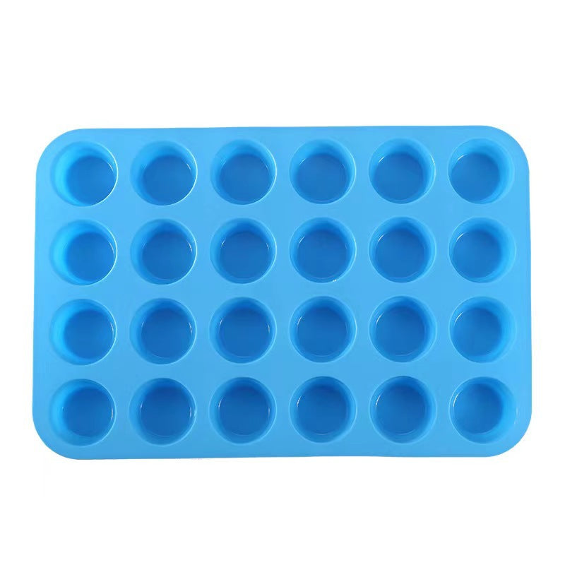 Silicone mini 24-cavity cake mold, perforated round muffin cup baking pan, diy jelly making baking tool