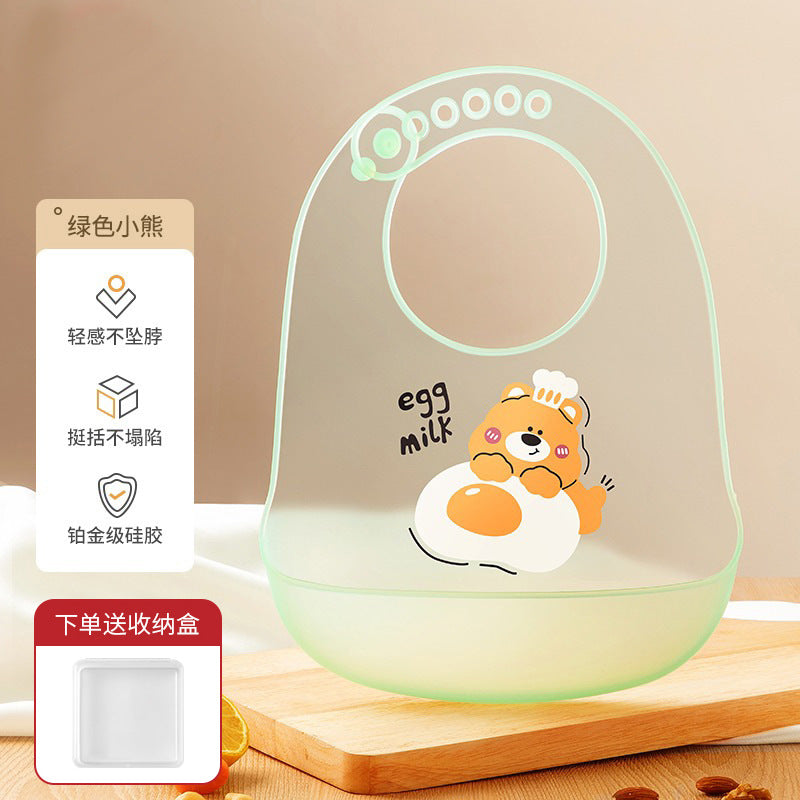Baby eating bib waterproof silicone rice bib kids soft feeding bib baby anti-dirty feeding saliva bib