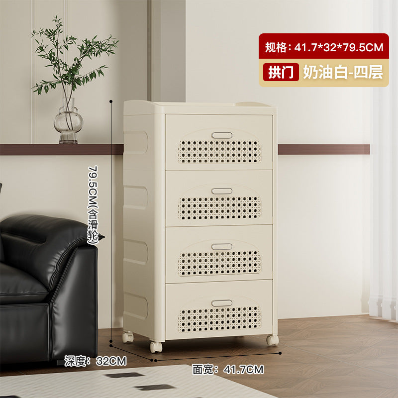 Household trolley foldable storage rack multi-functional finishing box living room bedroom dustproof thickened snack storage cabinet