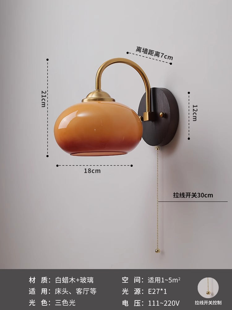 Wabi Sand Cream Wind Ancient Bedroom Bedside Wall Lamp Simple Creative Balcony Aisle Light Retro Stair Wall Lamp