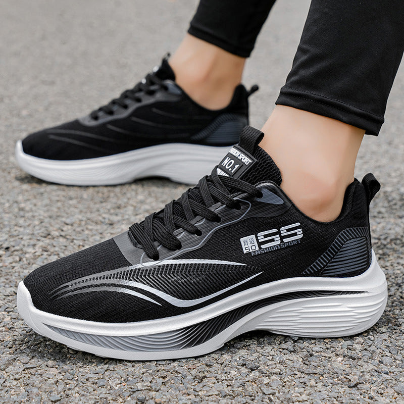 Men's spring youth mesh breathable flyknit sneakers - soft sole, trendy, lightweight, ultra-soft, non-slip fashion shoes