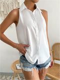 Satin sleeveless blouse for women - new spring satin top - casual commute solid color blouse - wholesale