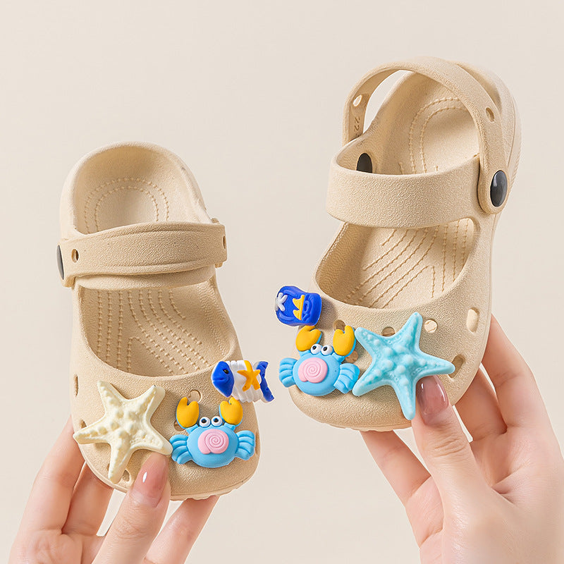 Kids' clogs - summer girls' indoor anti-slip cartoon boys' mid-to-large children's baby slippers beach sandals