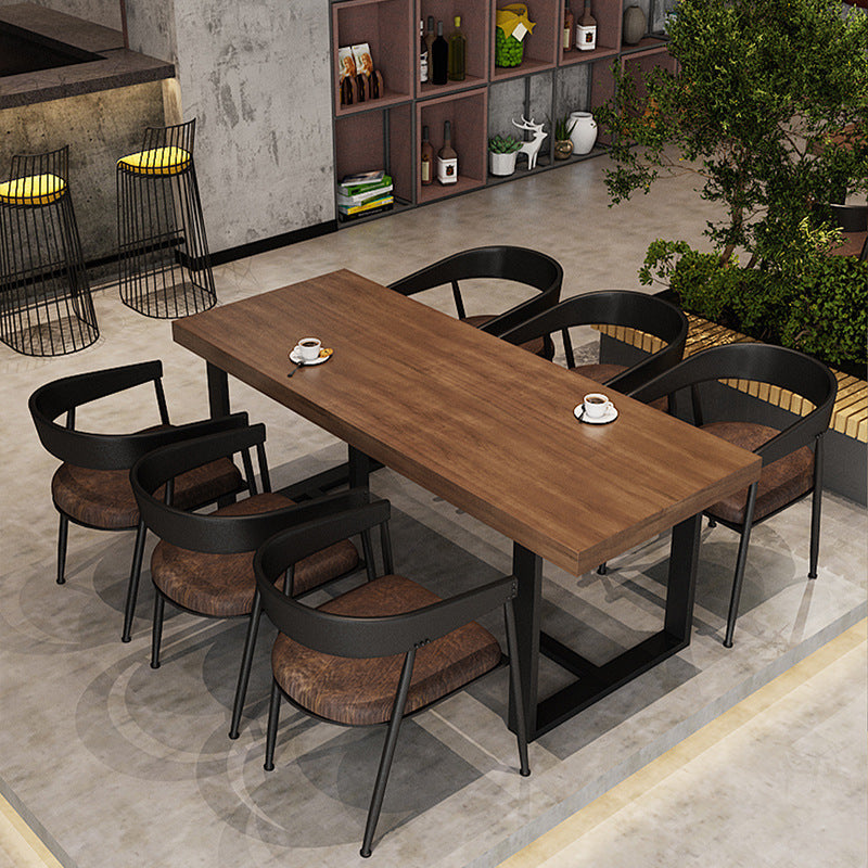 American industrial style dining table and chair combination commercial bar hot pot restaurant restaurant booth tavern clear bar solid wood dining table and chairs