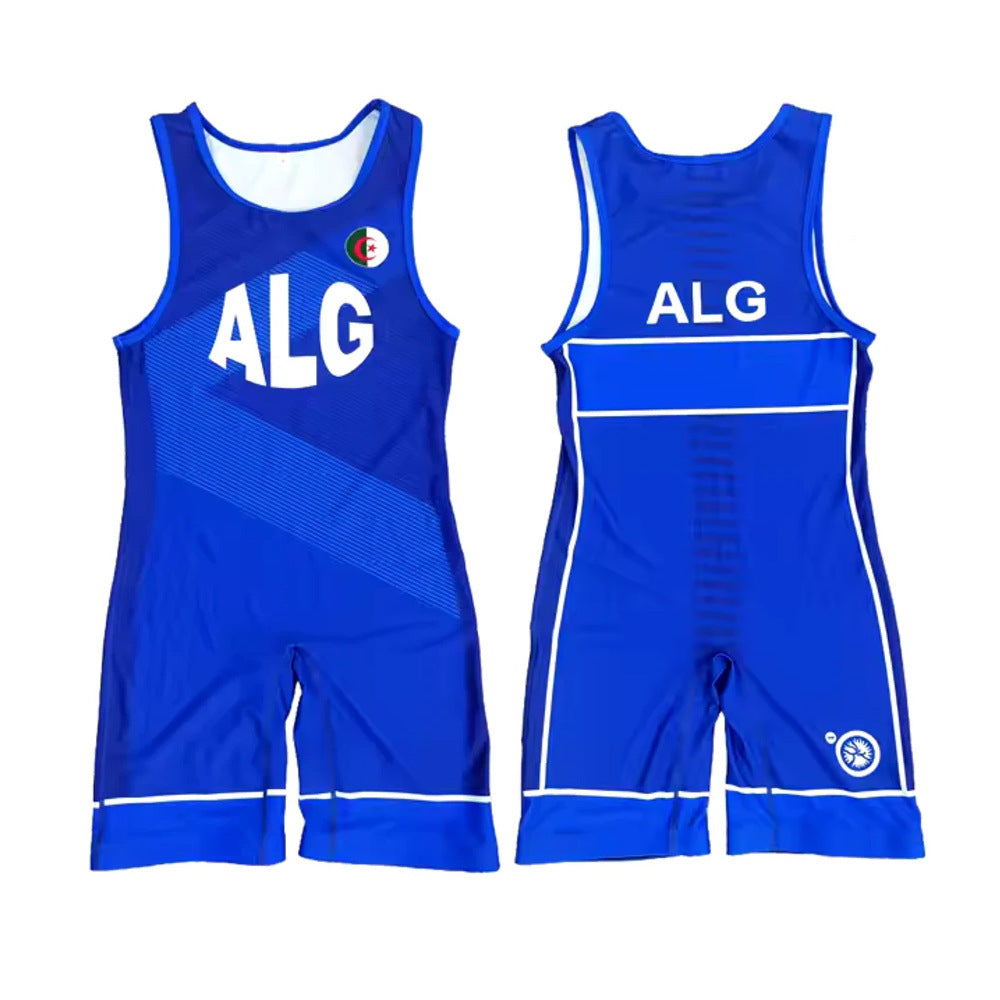 Sublimation full body print men's one-piece wrestling suit custom training weightlifting suit men's and women's free wrestling one-piece vest