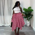 European and american cross-border women's fashion:  summer new arrival - high-waisted, slimming, elastic waist, tie-waist, asymmetrical plaid midi skirt