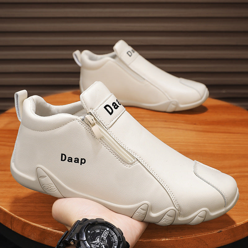 2026 new spring men's leather mid-cut casual slip-on shoes - wholesale, waterproof, comfortable, and versatile work shoes for men