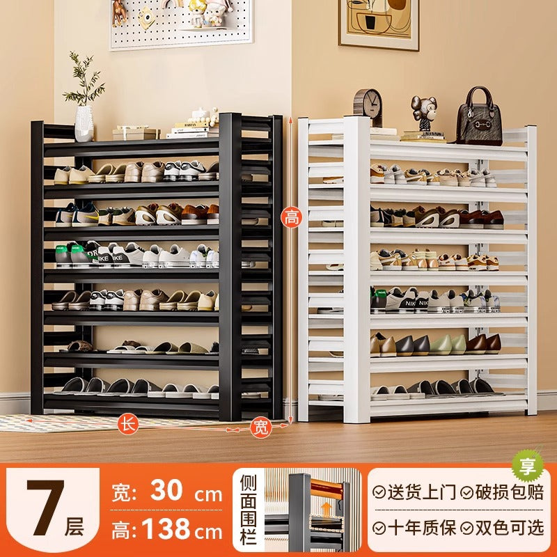Household steel shoe rack door floor-standing multi-layer storage rack simple shoe cabinet entrance door rear storage rack