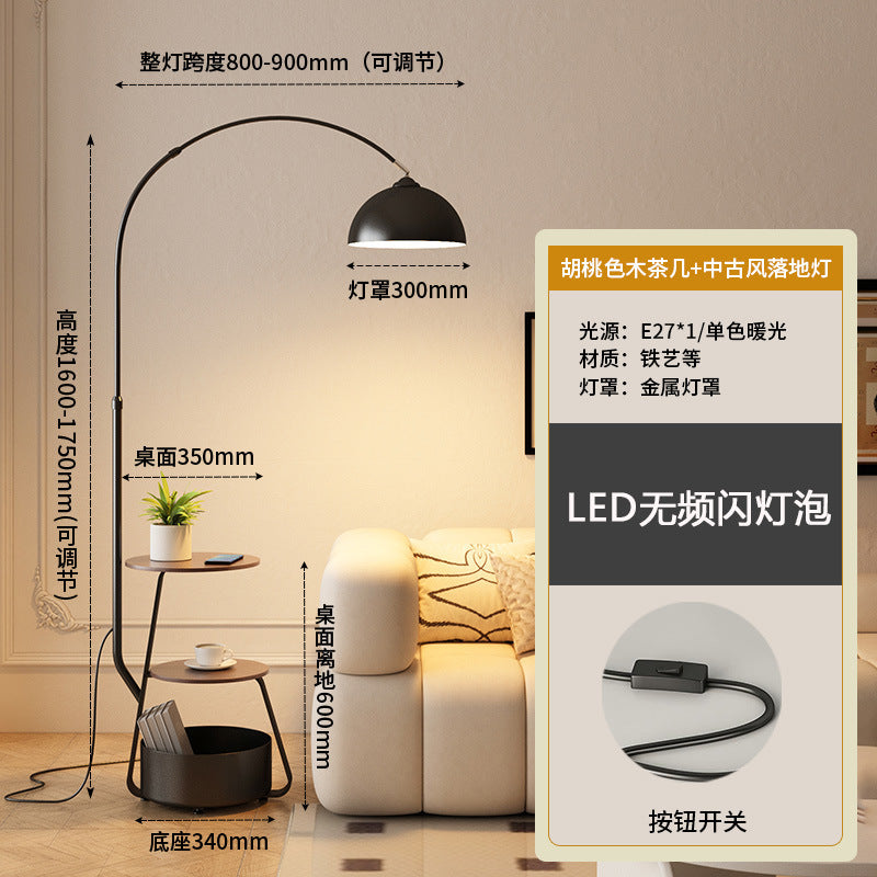 Fishing floor lamp retro living room sofa with storage rack all-in-one table lamp medievalclassy bedroom bedside lamp