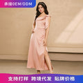European and american style cross-border e-commerce custom teenage clothing sundress, satin high-end niche dress, elegant and romantic
