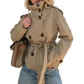 autumn new women's clothing - cross-border european & american style - versatile & fashionable commute solid color tie-waist trench coat