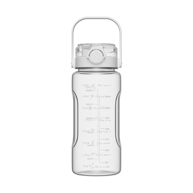 Double drinking large capacity water cup kettle sports 2000ml scale plastic straw cup high temperature resistant water bottle for men and women
