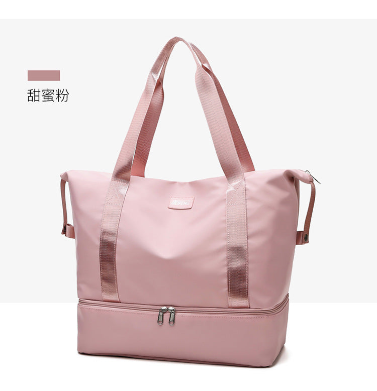 New travel bag women's short-distance portable and lightweight yoga bag can be put on trolley case student large-capacity luggage storage bag