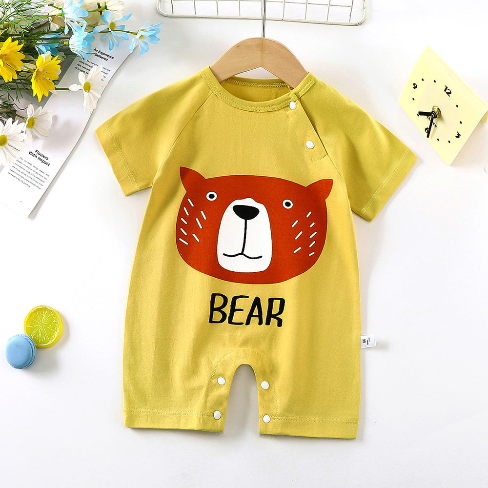 Baby clothes summer thin pure cotton air-conditioning clothes pajamas newborn baby short-sleeved onesie baby outing khaki crawling