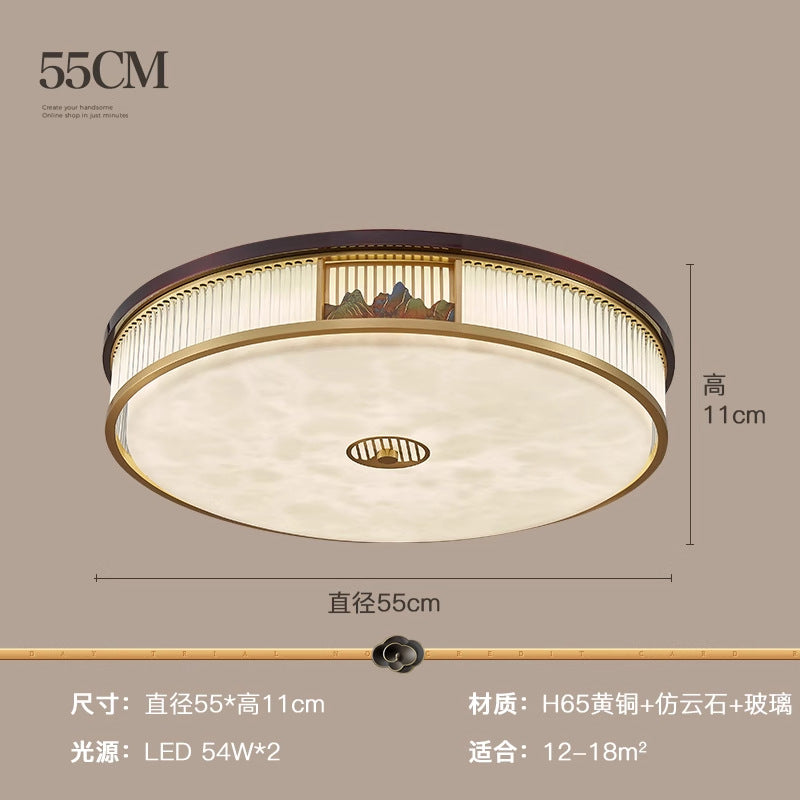 [Jiangshan] 2024 high-end new Chinese ceiling lamp, marble living room lamp zen square bedroom Chinese style
