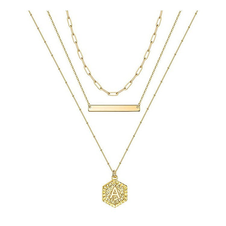 Aliexpress jewelry: european and american fashion style geometric metal sequin multi-layer short necklace choker body chain c021