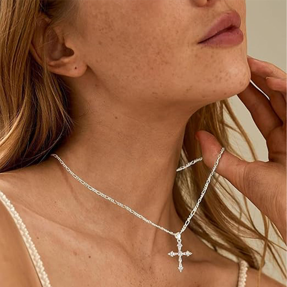 Amazon new arrival: cubic zirconia inlaid cross choker necklace - 14k gold plated smooth cross pendant box chain necklace