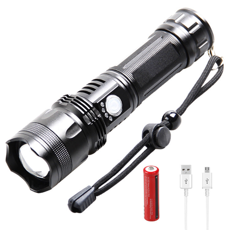 Cross-border new XHP50 outdoor camping USB charging, telescopic zoom LED strong light long-distance shooting wholesale flashlight