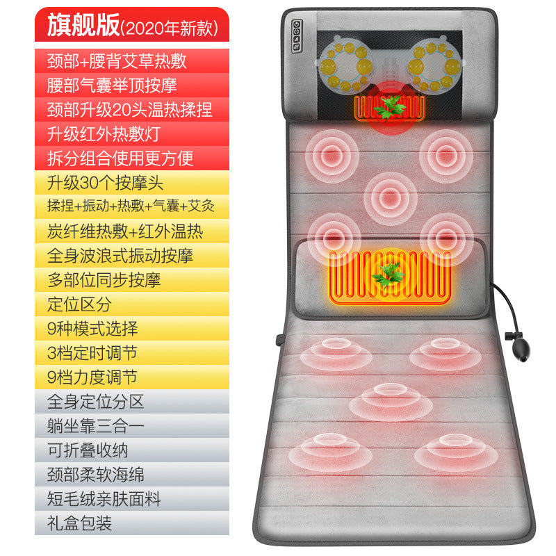 massage mattress, foldable full-body cervical massager, multi-functional home use hot compress lumbar support chair cushion - wholesale