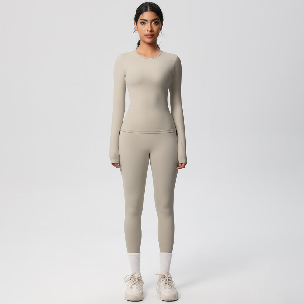European and american brushed nylon tight-fitting yoga set - casual, quick-drying fitness apparel for women's outdoor running and sports