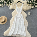 Vacation style cut outknitting low-cut suspender dress for women summer sleeveless slimming look a-line skirt work clothing socialite style