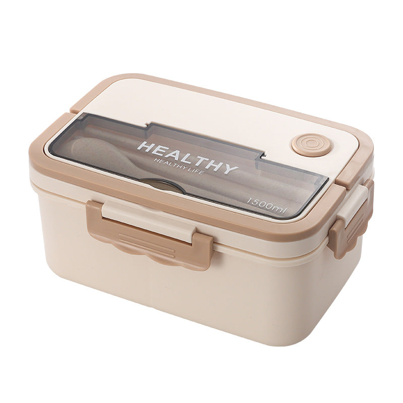 divided lunch box, rectangular plastic single-layer lunch box, microwaveable lunch box with handle, fresh-keeping box
