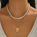 Imitation pearl conch necklace wholesale cross-border jewelry accessible luxury pendant multi-layered design sense vacation clavicle chain for women