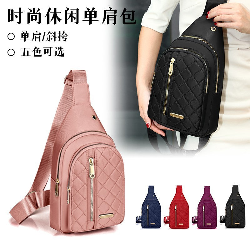Foreign trade women's bag outdoor versatile fashion breast bag multi-layer embroidery thread Korean version shoulder bag portable travel commuter messenger bag