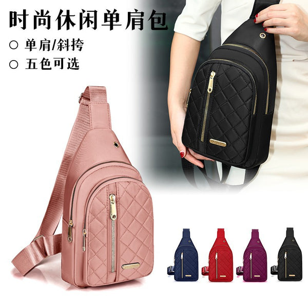 Foreign trade women's bag outdoor versatile fashion breast bag multi-layer embroidery thread Korean version shoulder bag portable travel commuter messenger bag