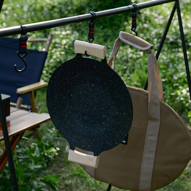 medical stone double-ear baking dish outdoor camping style portable barbecue plate korean style commercial barbecue plate wholesale