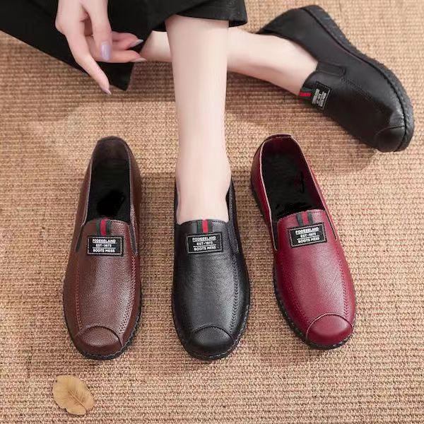 Soft leather soft bottom ladieswear shoes flatsabrasion resistantwaterproofbows work shoes wechat group purchase live broadcast one piece dropshipping