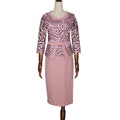 African women's mid-length dress -  &  - round neck printed office lady (ol) commute solid color two-piece dress set