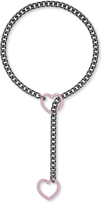 2024 new cross-border multi-color heart & o-ring adjustable punk cuban long necklace - couple's style