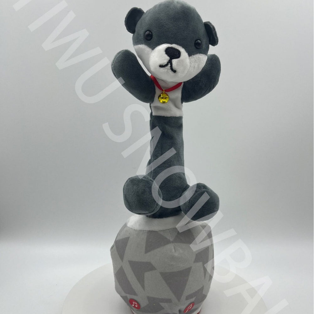 Rotating rod three brothers plush toy dog dancing interactive toy desktop ornament kids soundable doll wholesale