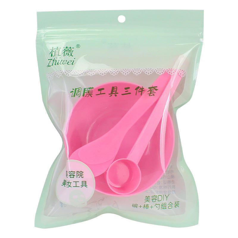 Zhiwei beauty salon mask mixing kit - 3-piece set: mask bowl, mixing spatula, measuring spoon, and plastic bowl